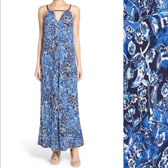 Lucky Brand | Dresses | New Lucky Brand Indigo Floral Print Keyhole ...